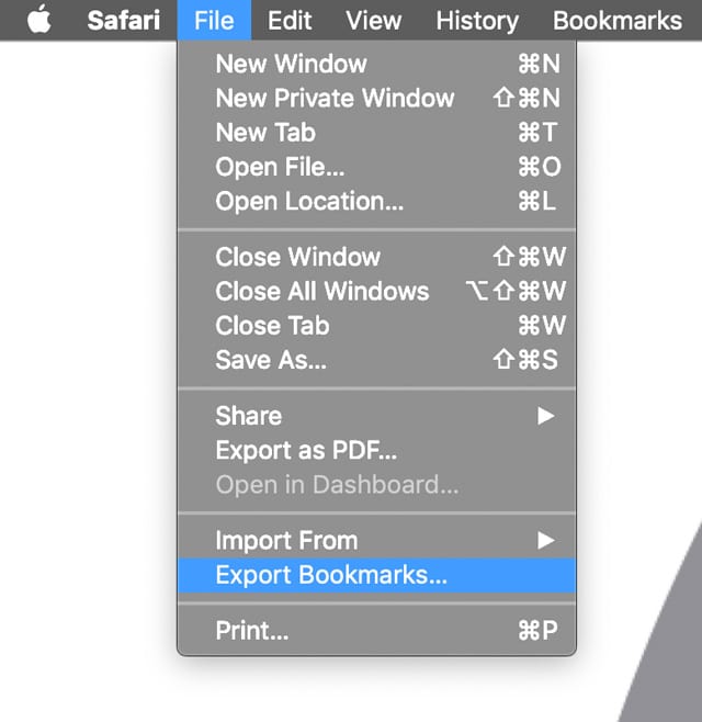 Exporter les signets Safari sur Mac