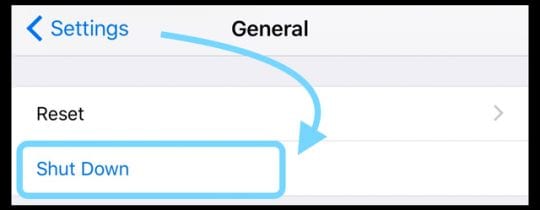Réglage iOS 11 pour éteindre l'iPhone
