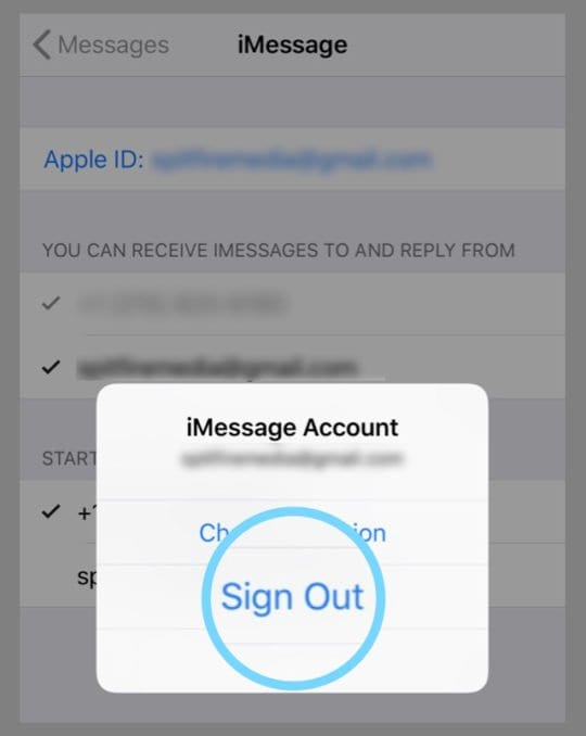 Déconnexion iMessage sur iPhone ou iPad