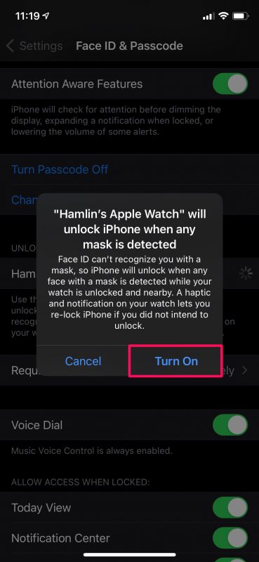 Comment déverrouiller l'iPhone avec Apple Watch