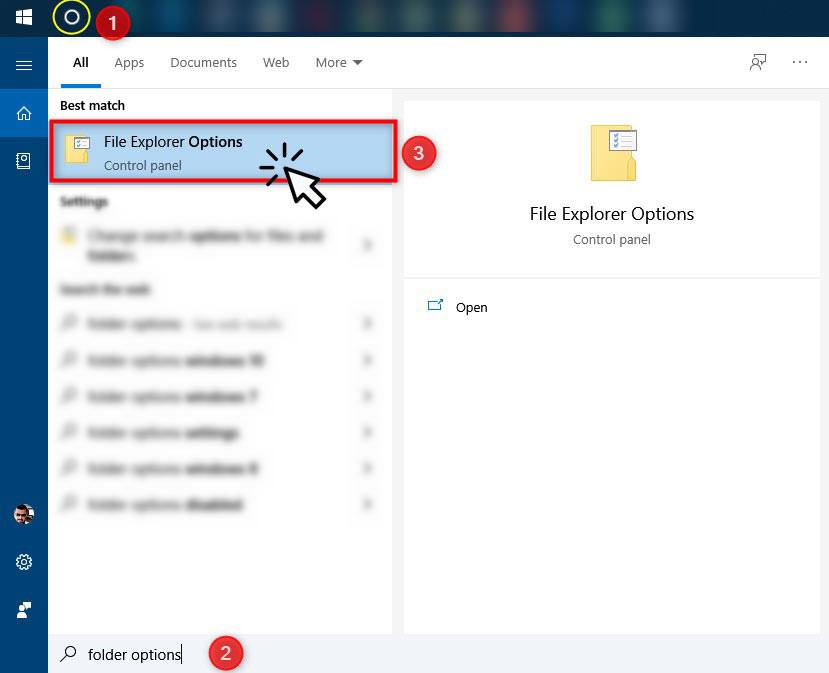 options de l'explorateur de fichiers windows 10