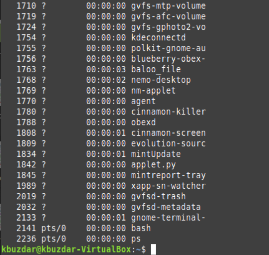 Exemples de commandes Linux «ps»
