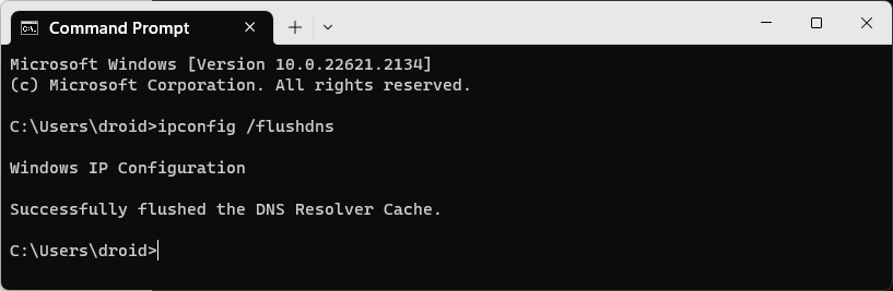 vider le cache DNS via l'invite de commande Windows