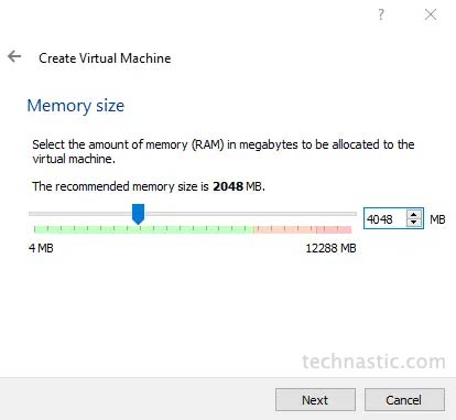 sélectionner la taille de la mémoire pour Windows vm sous Linux