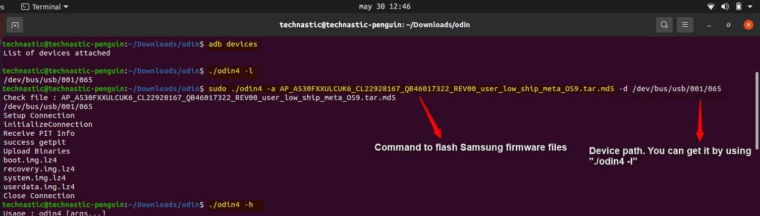 Flasher le firmware Samsung sous Linux via le terminal Linux