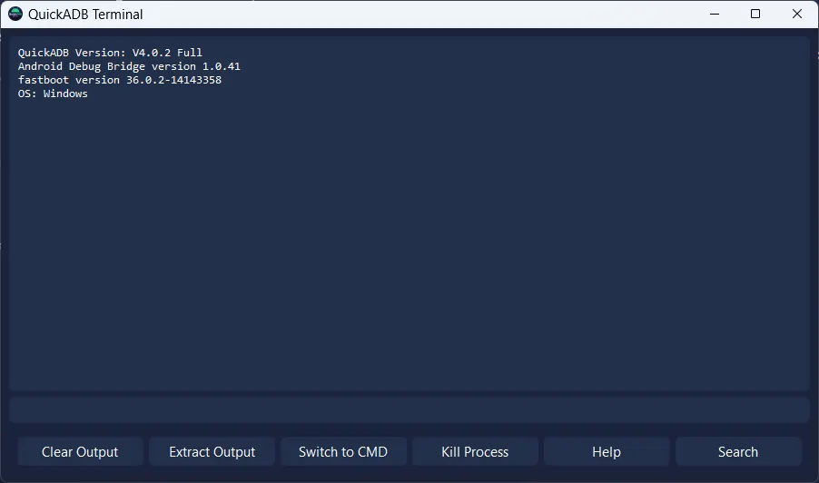 Options du terminal QuickADB