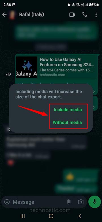 exporter le chat WhatsApp avec des fichiers multimédias sur Android