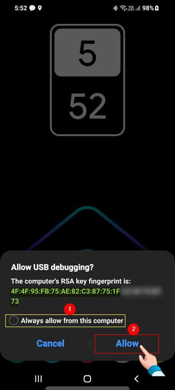 autoriser adb sur samsung galaxy s22