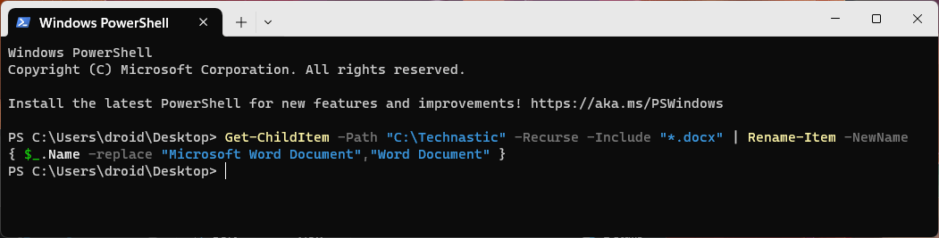 commande powershell pour renommer plusieurs fichiers