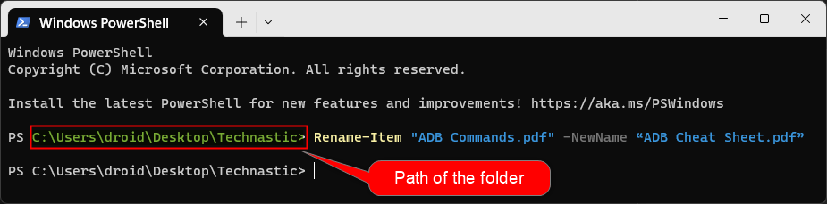 renommer un fichier spécifique avec la commande PowerShell