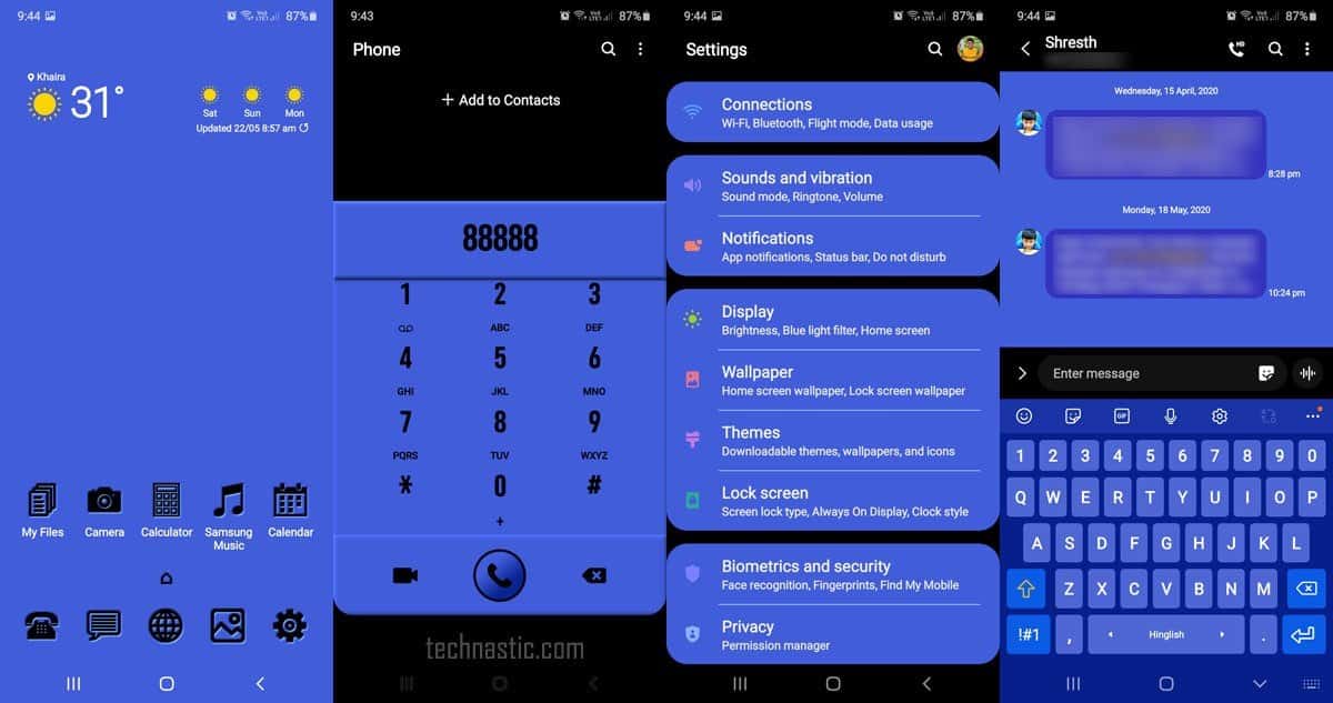 thème Samsung noir et bleu