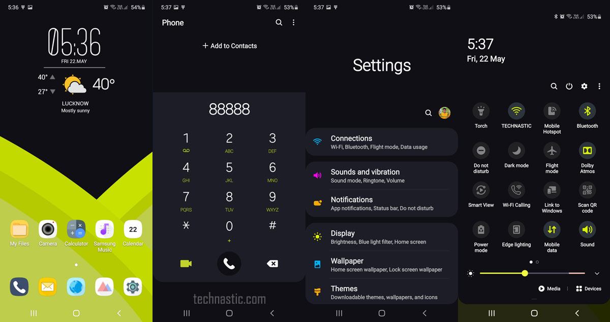 thème lime dark one ui 2