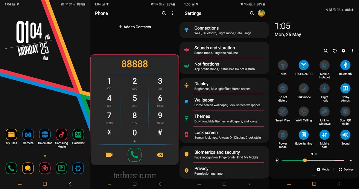 Thème néon sombre pour Samsung One UI