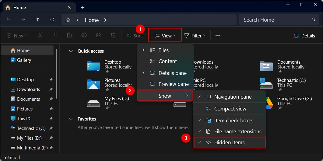 afficher les fichiers et dossiers cachés dans Windows