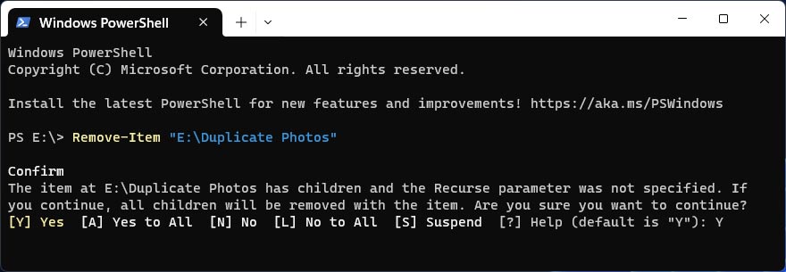 PowerShell supprime tous les fichiers du dossier