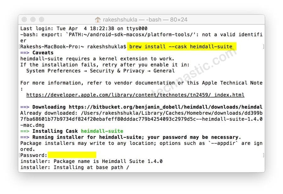 installer heimdal sur mac avec la commande homebrew