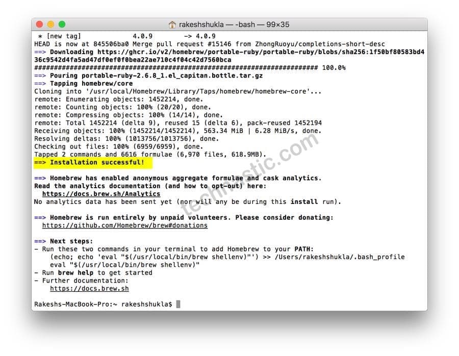 homebrew installé sur mac