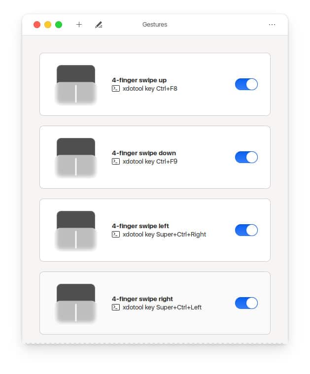 Gestes du pavé tactile Ubuntu