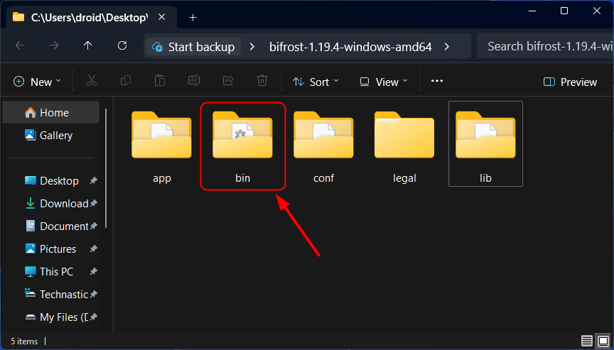 bifrost pour le dossier bin Windows