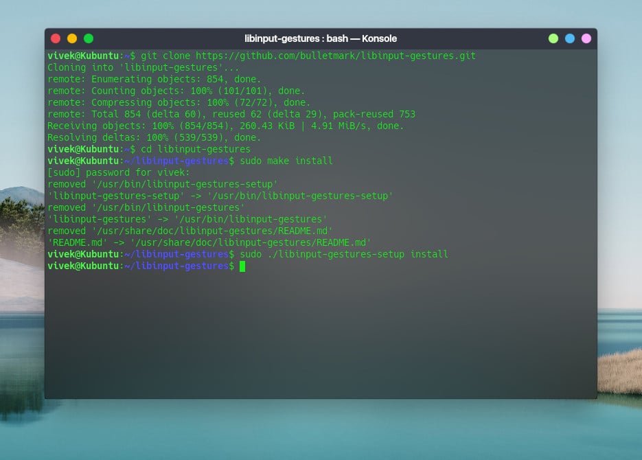 installer libinput-gestures sur Ubuntu