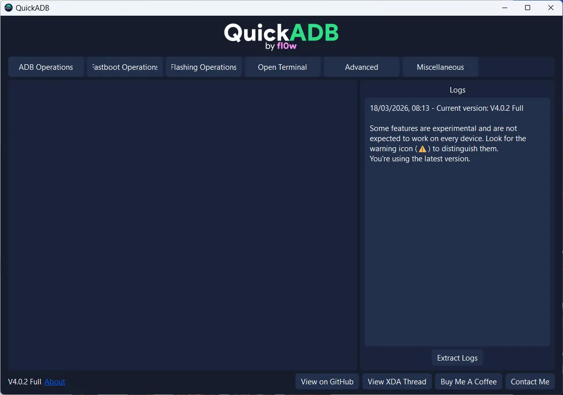 Interface principale de QuickADB